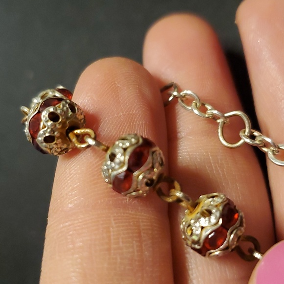 Virgin Mary Rosary Silvertone Red Crystal Bracelet - Picture 6 of 6